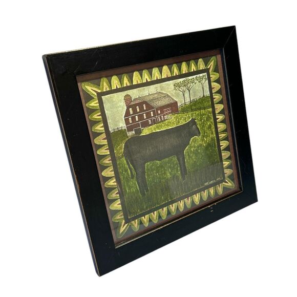 Cindy Shamp Animal Farm Barn and Cow Framed Rustic Print 2001 - Picture 2 of 6